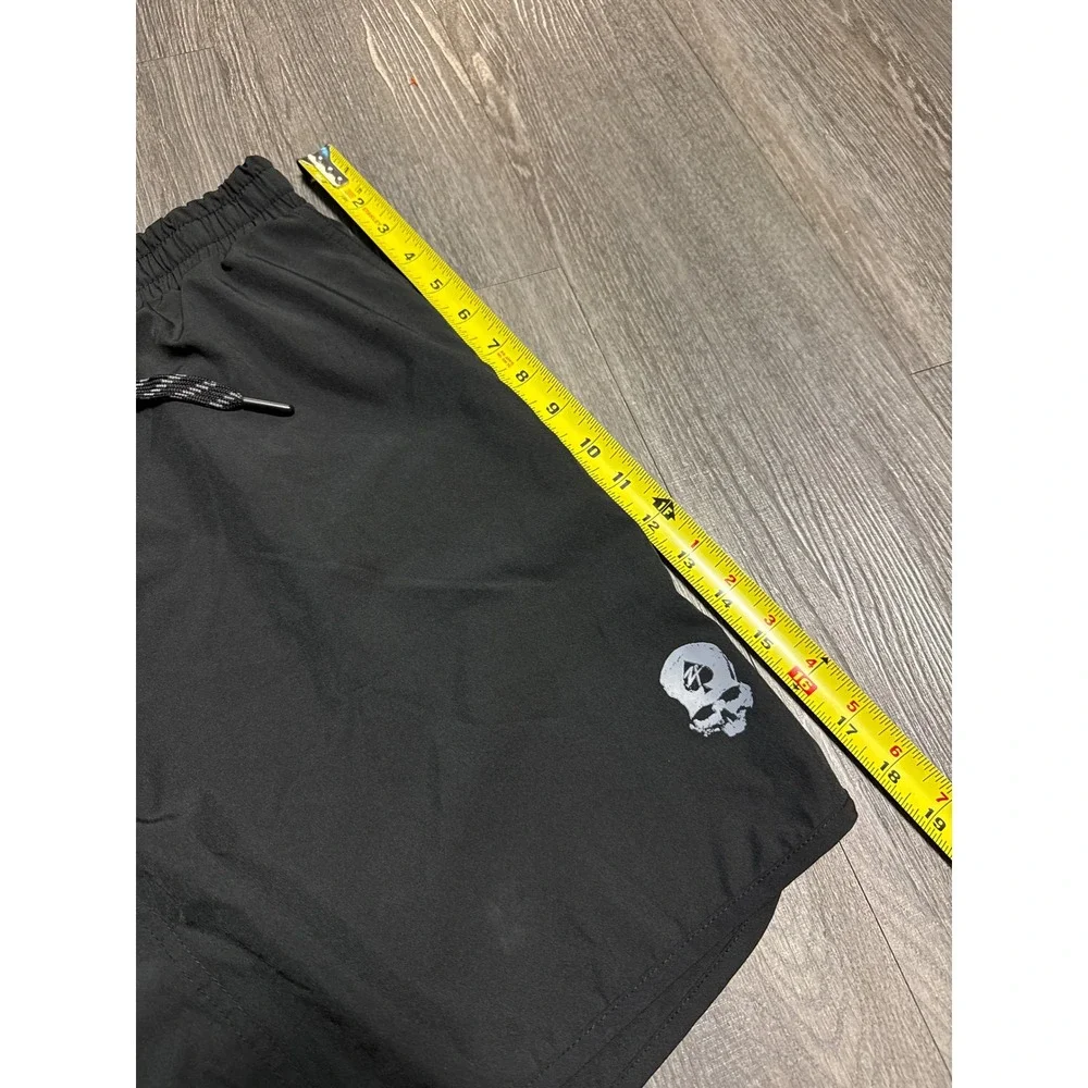 Zero Foxtrot Mens Black Spade Skull Athletic Training Shorts 2XL